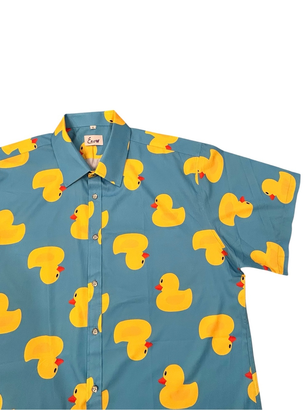 EUOW Blue Short-Sleeve Rubber Duck Print Shirt Men’s XL Casual Lightweight